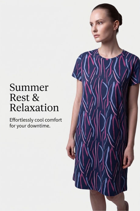Sweet Dreams Abstract Printed Short Nightdress - Iconic Navy — image 7